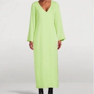 MARA HOFFMAN Naliyah V-Neck Maxi Dress Chartreuse Neon Green Bell Sleeve Size 10